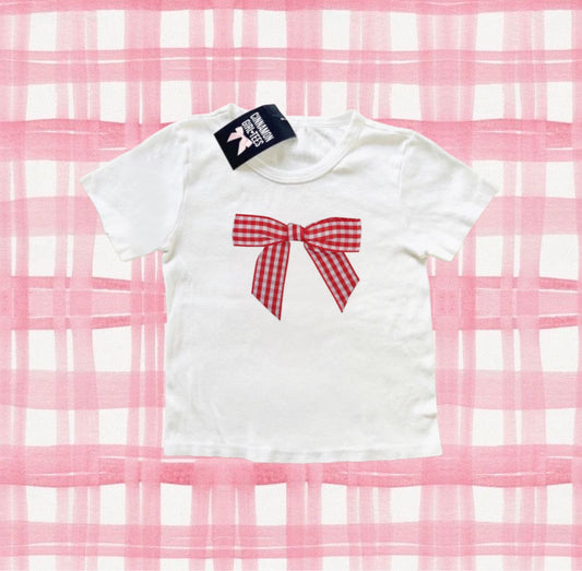 red bow baby tee