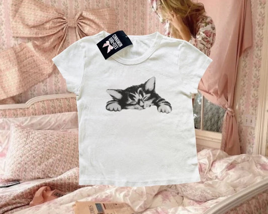 sleepy kitten baby tee